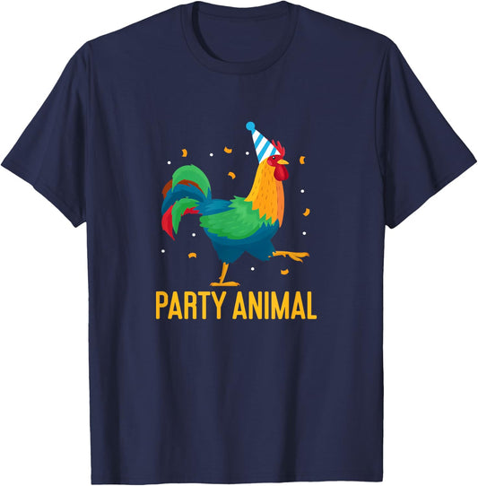 Party Animal Chicken Theme Farm Birthday Backyard Party T-Shirt - T-Shirt | Navy