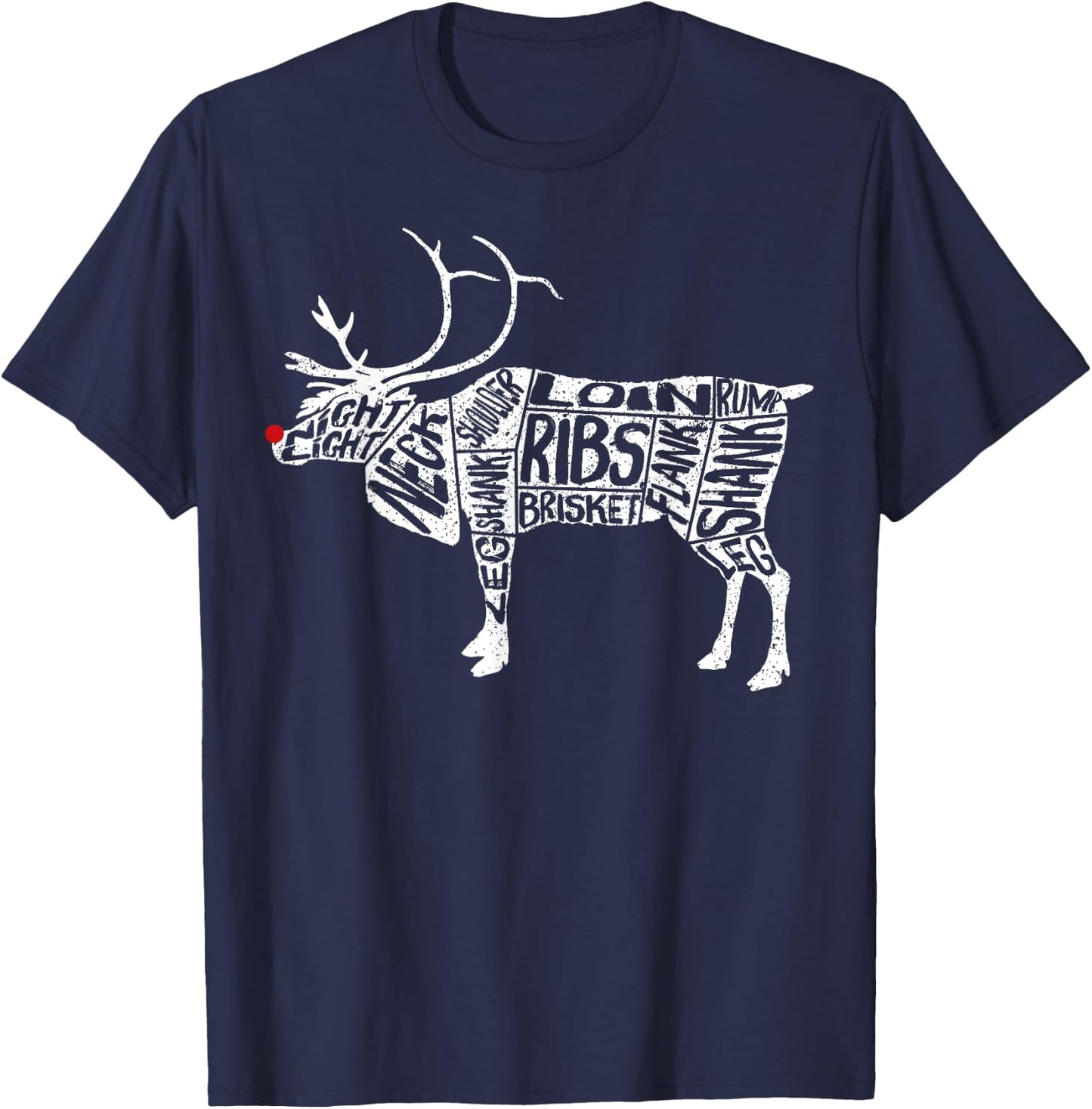 Funny Deer - Hunters Cuts of Meat Rudolph Reindeer T-Shirt - T-Shirt | Navy