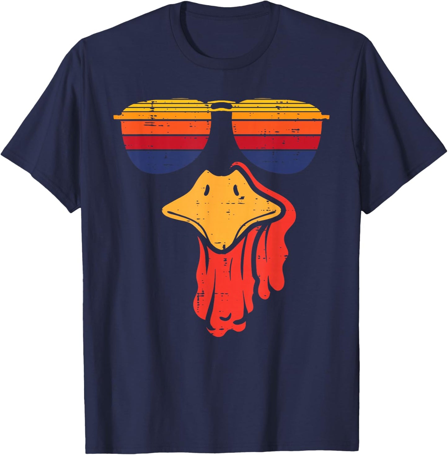 Thanksgiving Turkey Face Sunglasses Vintage Men Women Kids T-Shirt - T-Shirt | Navy