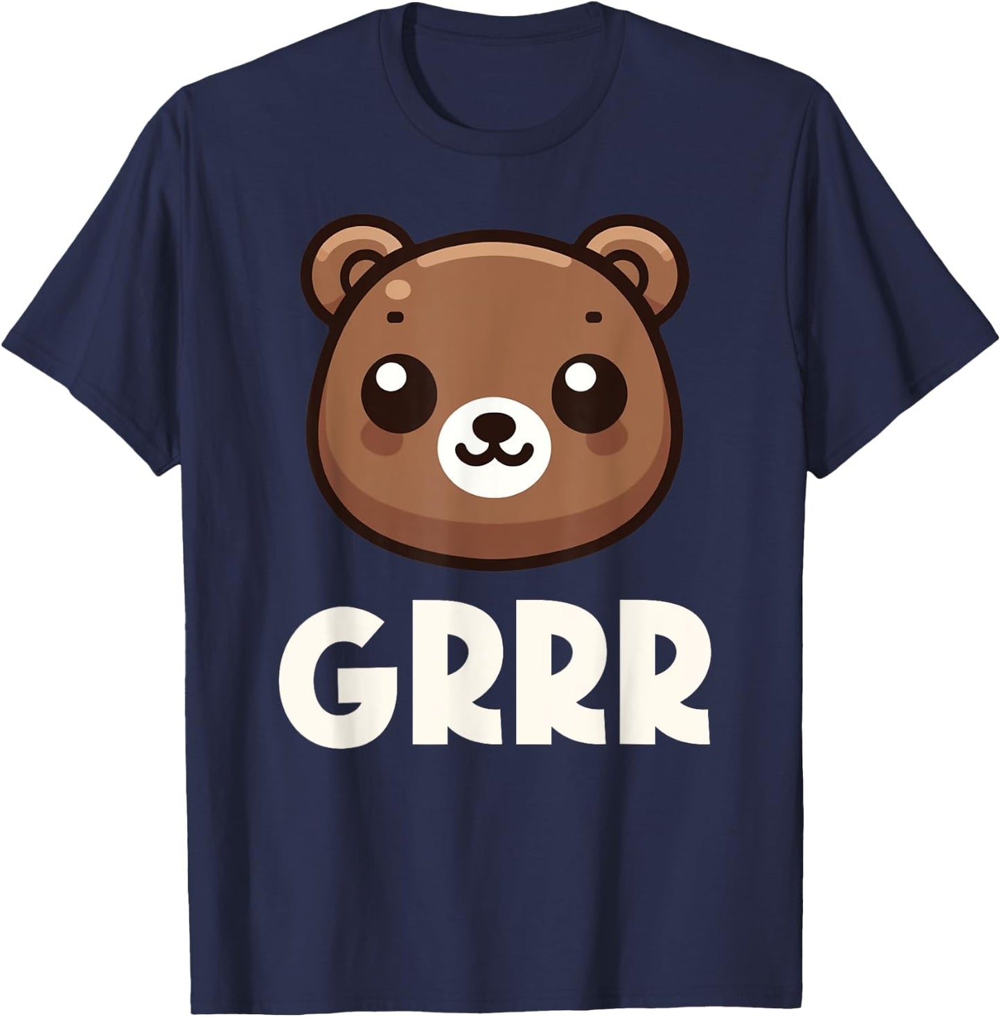 Cute Kawaii Bear Grr Kids Boys Girls Graphic T-Shirt - T-Shirt | Navy