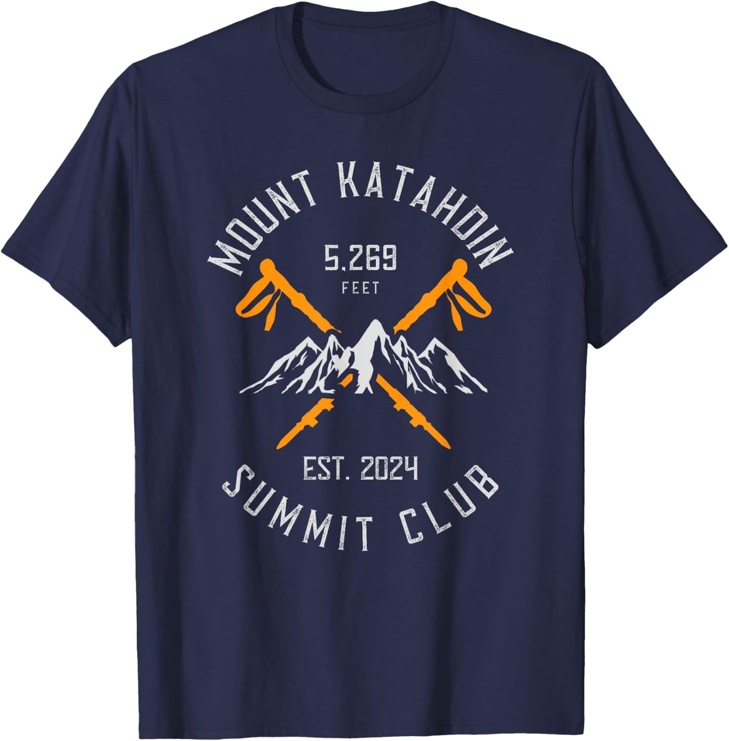 Mount Katahdin Mountain Hiking Est 2024 T-Shirt - T-Shirt | Navy