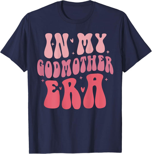 Groovy Retro In My Godmother Era, Godmama (On Back) T-Shirt - T-Shirt | Navy