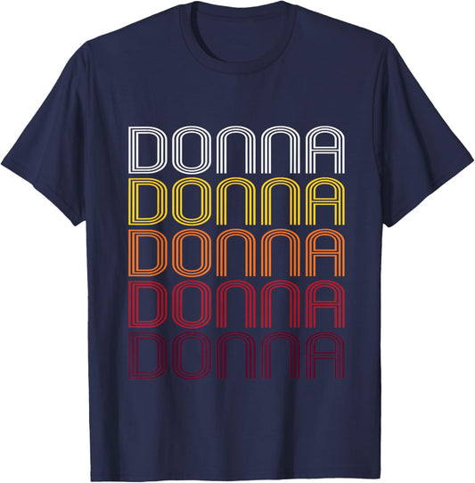 Donna Retro Wordmark Pattern - Vintage Style T-Shirt - T-Shirt | Navy