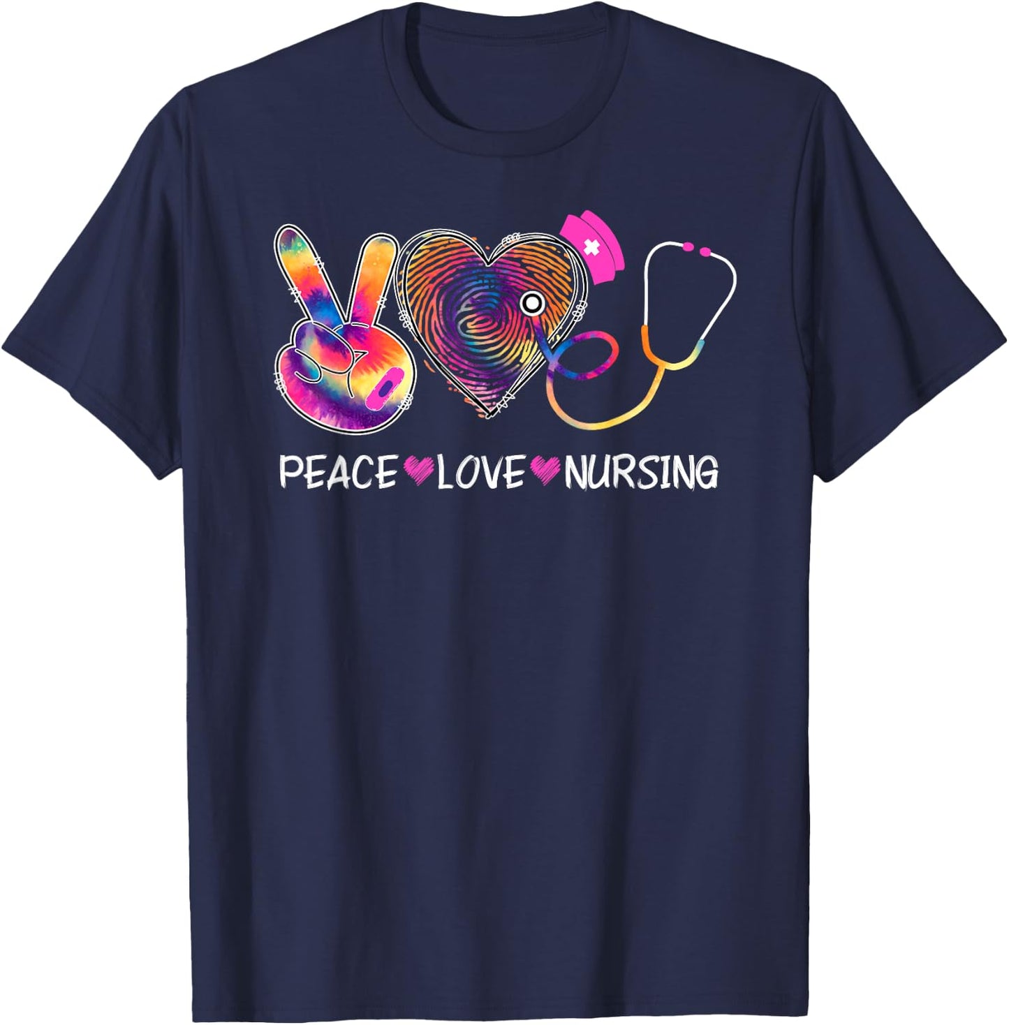 Peace Love Nursing Happy Nurse Week Day On May T-Shirt - T-Shirt | Navy
