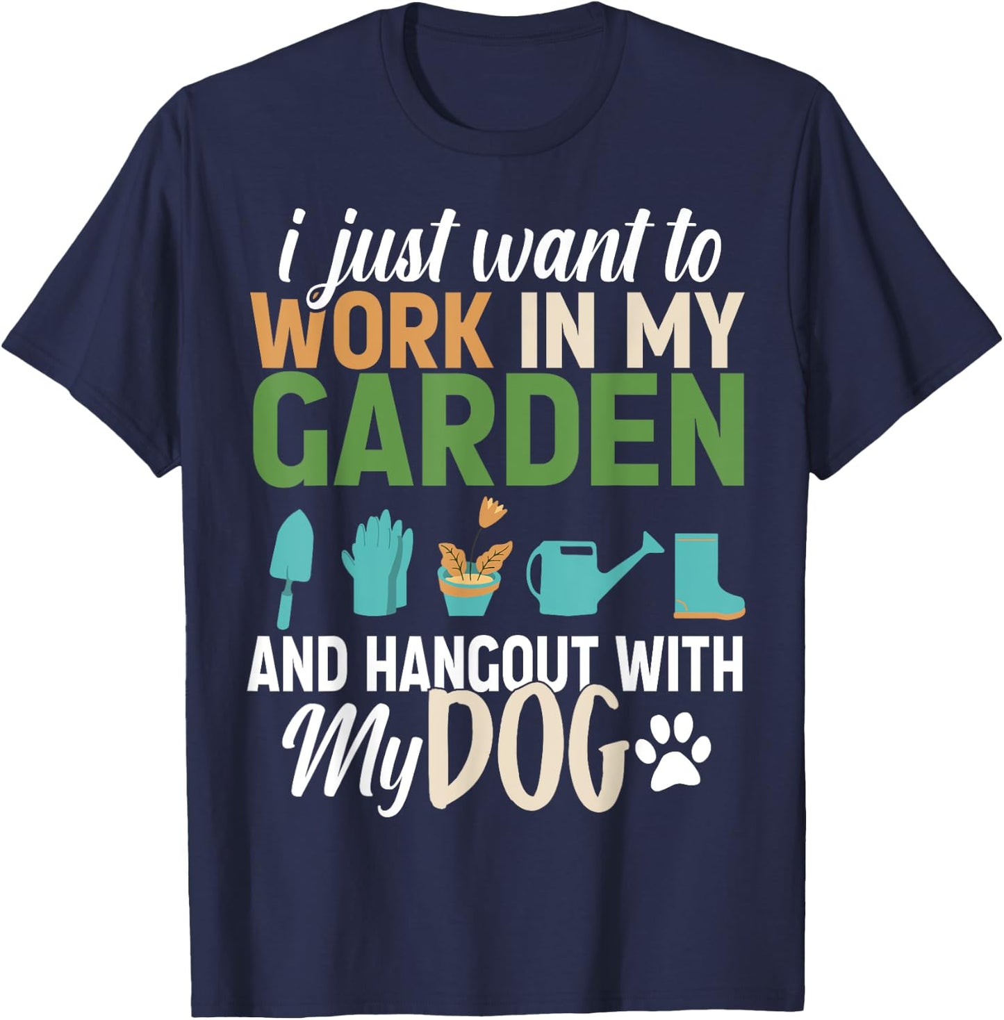 Gardening Dog Lover Gardener Garden Pet Lovers Men Women Kids T-Shirt - T-Shirt | Navy