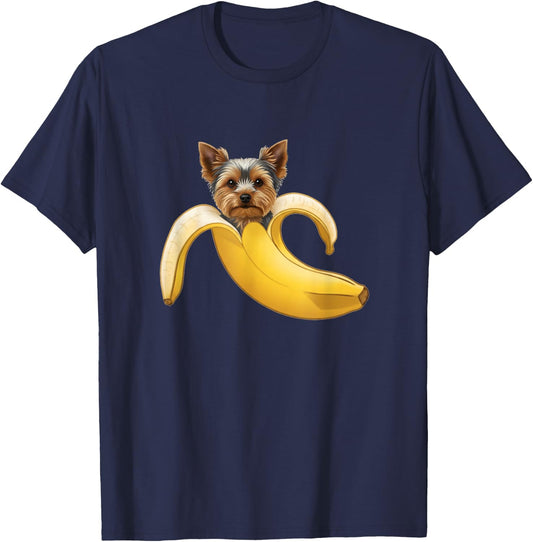 Funny Yorkshire Terrier Yorkie Lovers Banana Boys Girls Kids T-Shirt - T-Shirt | Navy