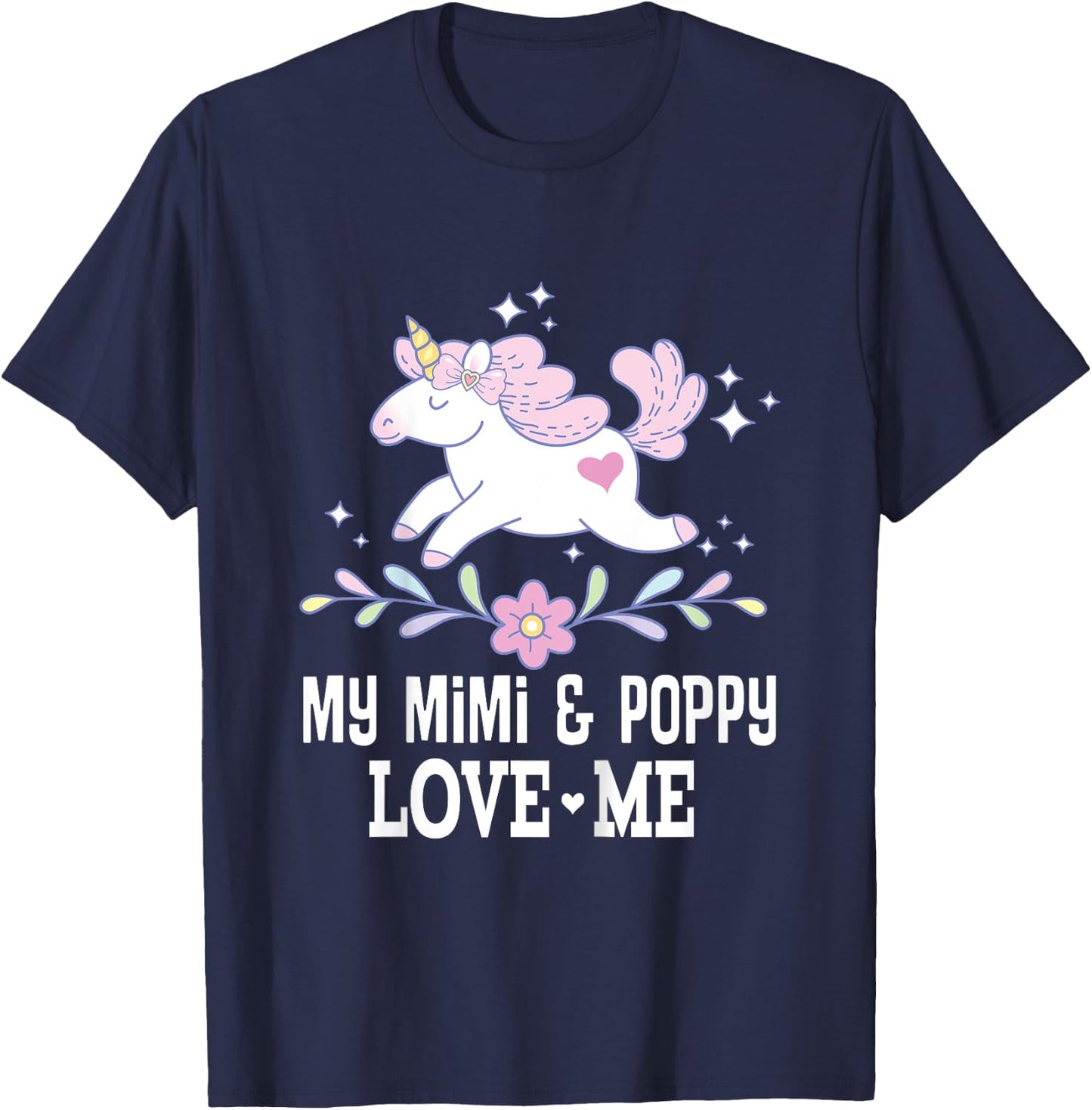 My Mimi and Poppy Love Me Grandchild Unicorn T-Shirt - T-Shirt | Navy