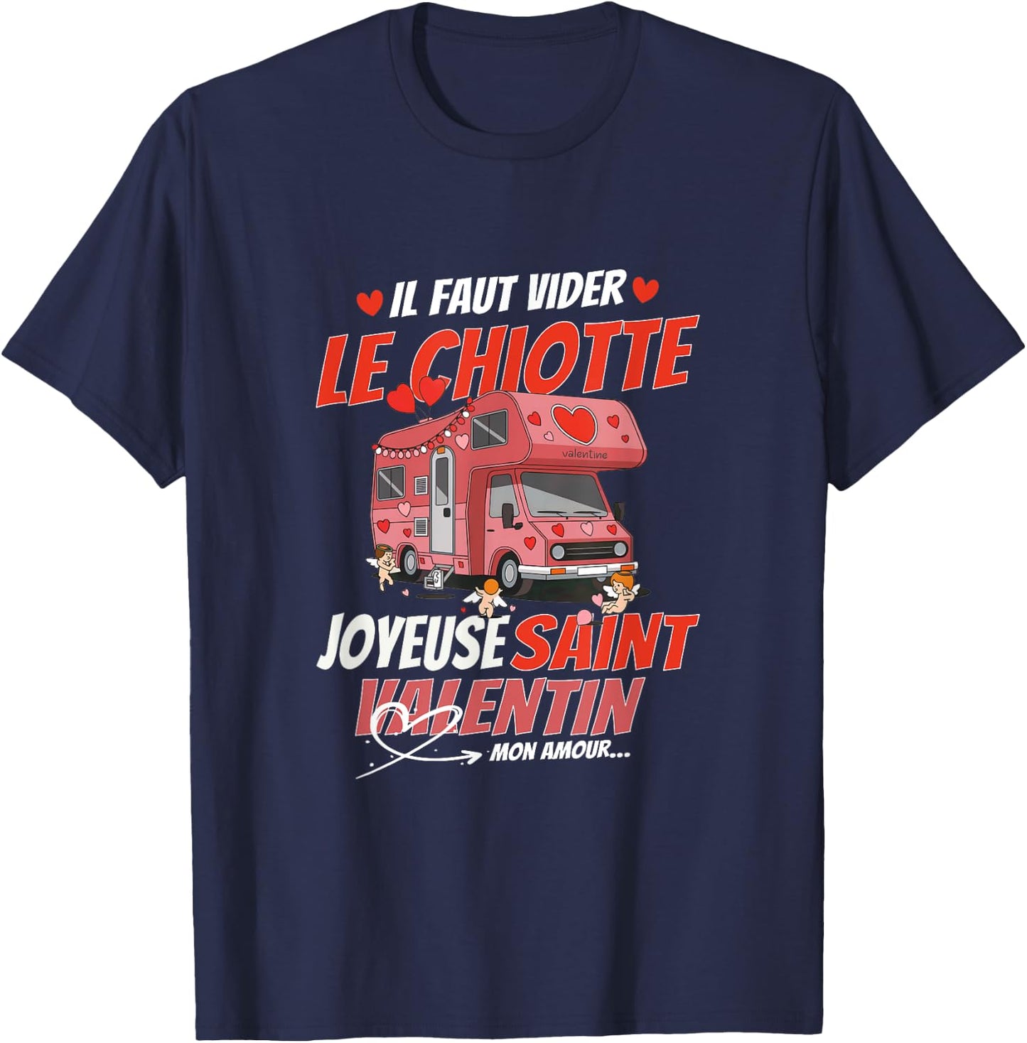 Camping Car Couple Lovers Humour Party Valentine's Day , Black, S T-Shirt - T-Shirt | Navy