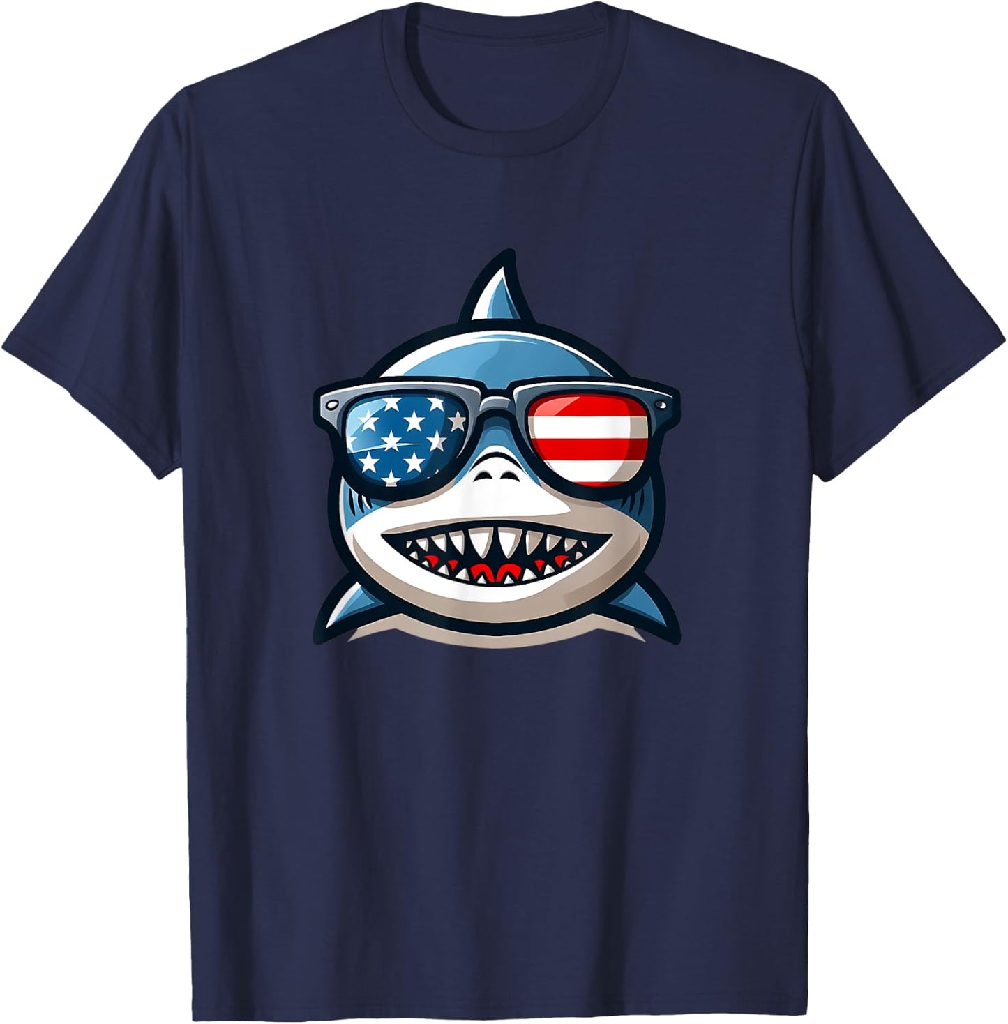 4th Of July Funny Shark Lover Patriotic Shark T-Shirt - T-Shirt | Navy