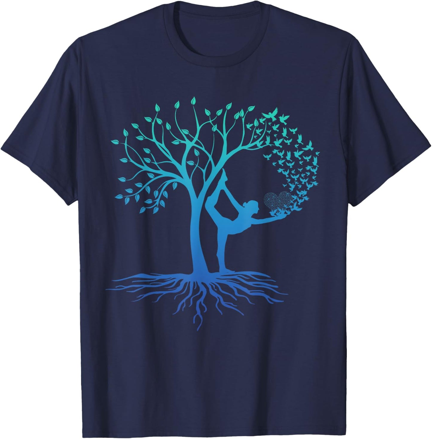 Yoga Woman With Tree Of Life Beautiful Yoga T-Shirt - T-Shirt | Navy