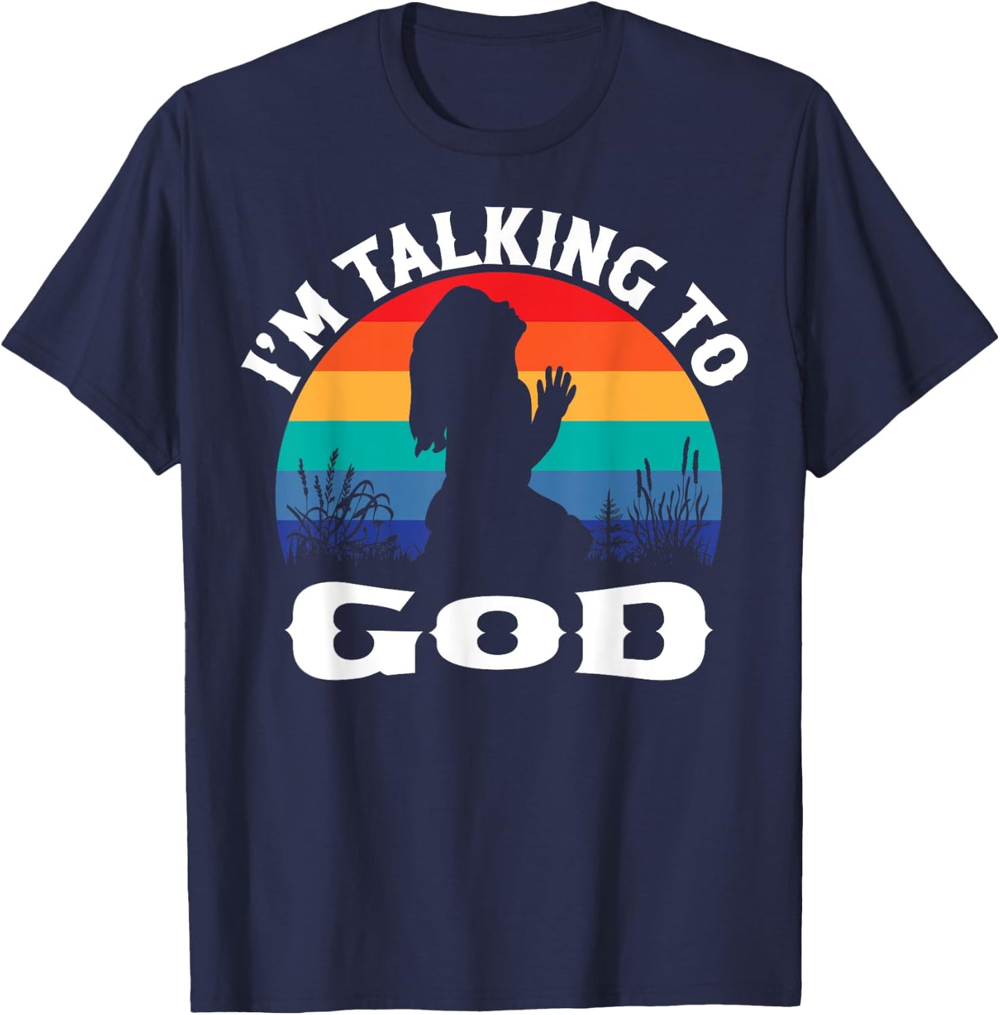 I Speak to God Retro T-Shirt - T-Shirt | Navy