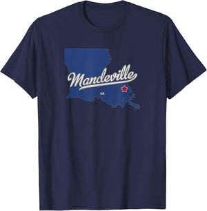 Mandeville Louisiana LA Map T-Shirt - T-Shirt | Navy