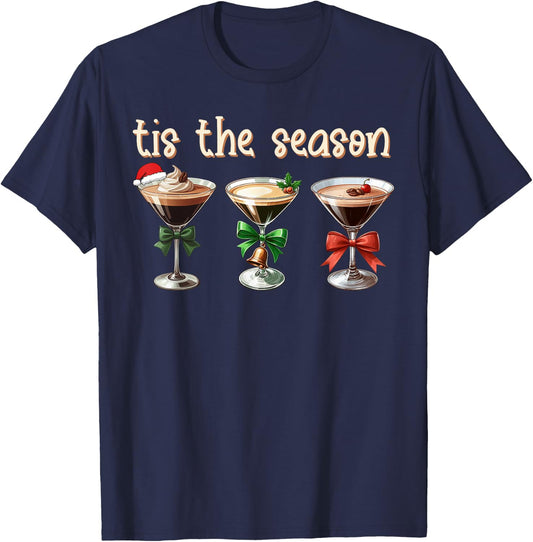 Tis The Season Espresso Martini Cocktail Glasses Xmas Party T-Shirt - T-Shirt | Navy