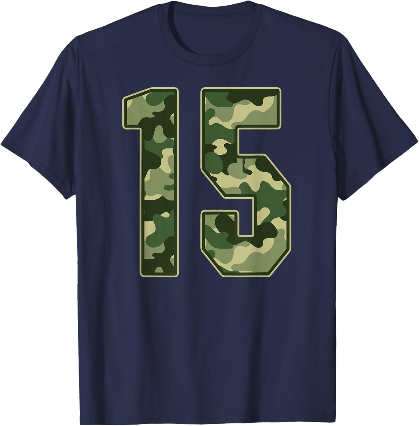 Camo #15 Jersey Number 15 Uniform Fan Favorite Player T-Shirt - T-Shirt | Navy