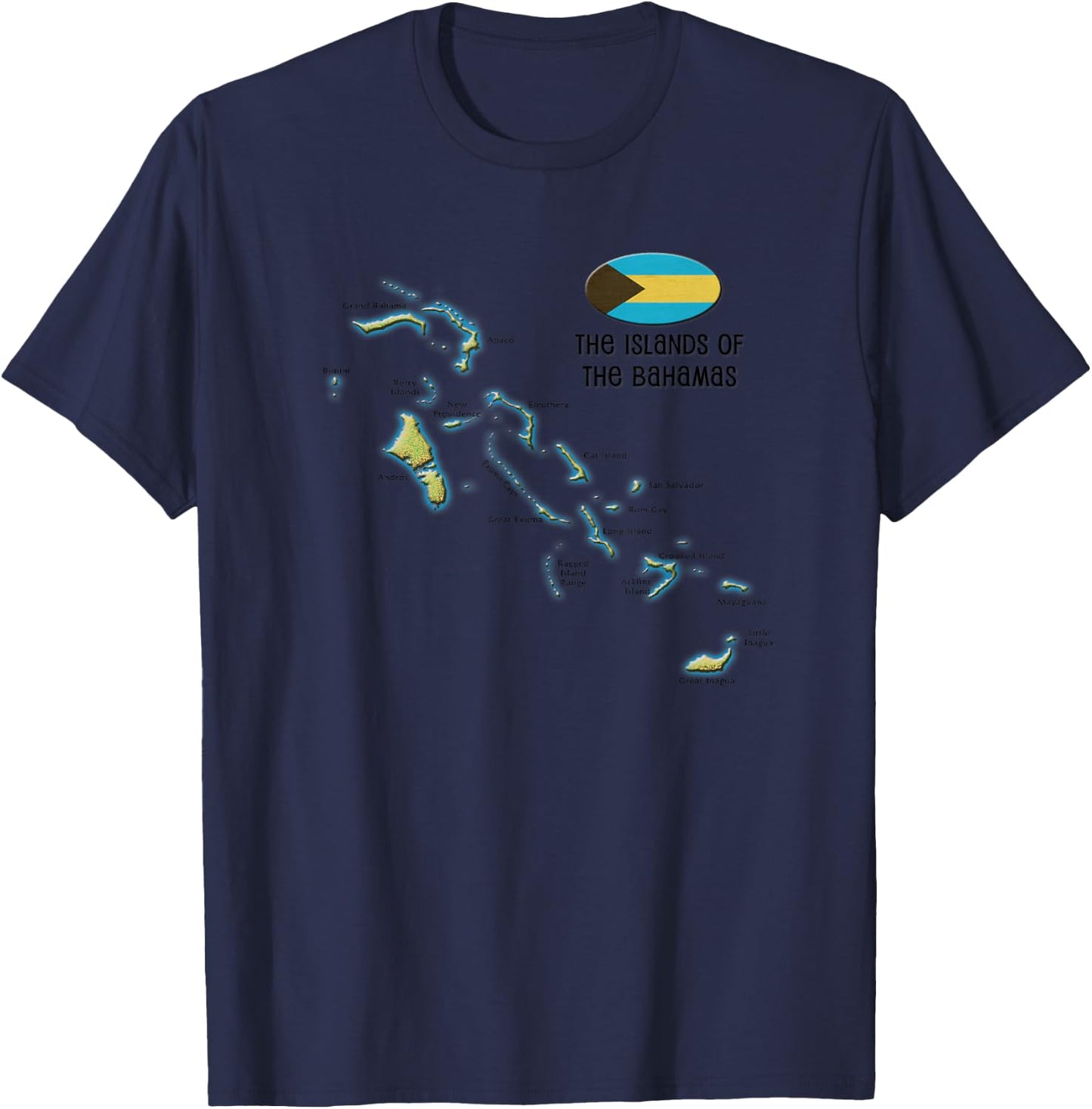 Bahamas, The Islands of, Map T-Shirt - T-Shirt | Navy
