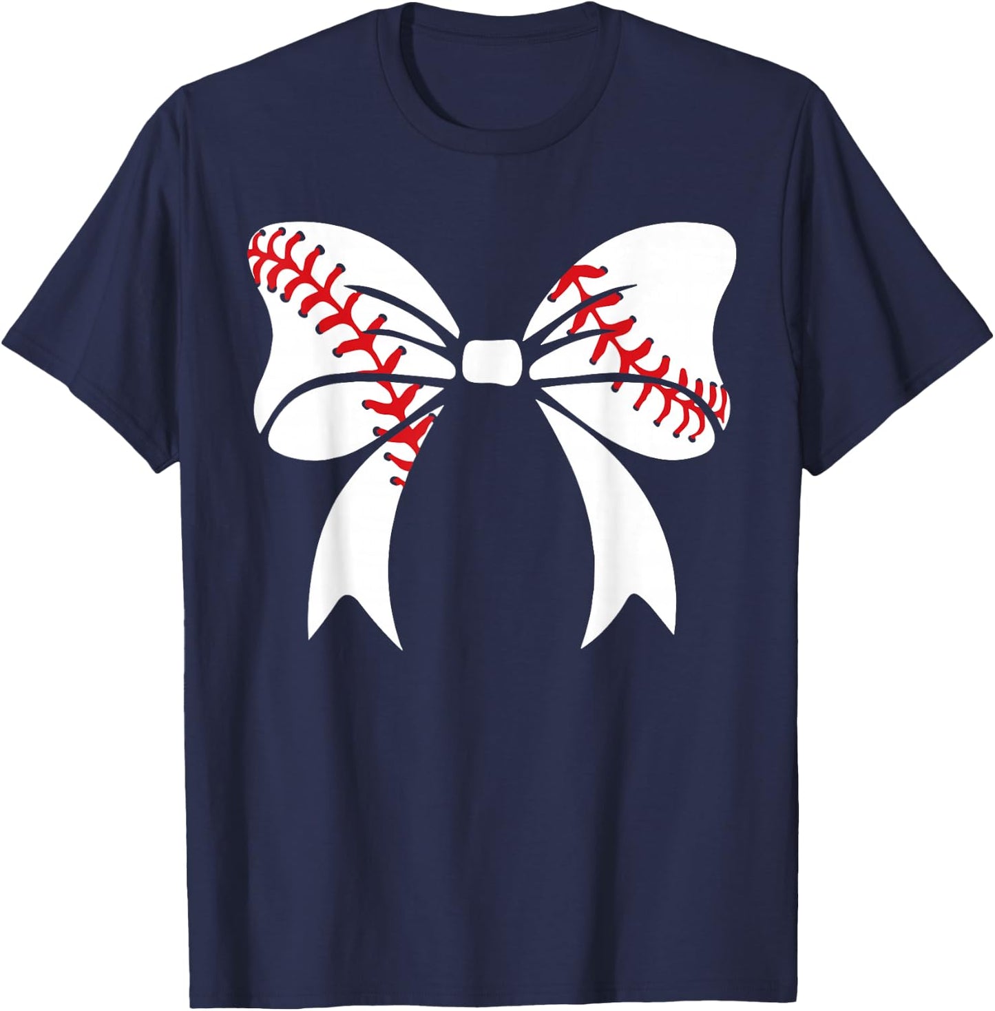Baseball Bow Baseball Mom Mothers Day Women Baseball Mama T-Shirt - T-Shirt | Navy