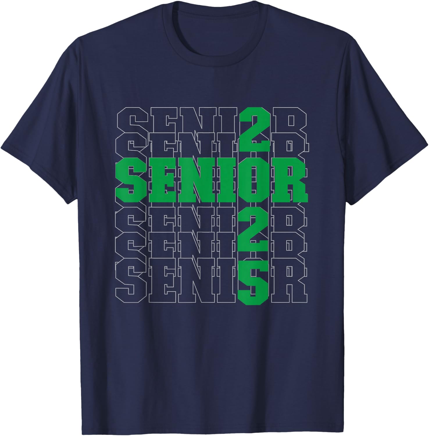 Back to School, Officially a Senior, Green, Senior 2025 T-Shirt - T-Shirt | Navy