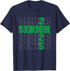 Back to School, Officially a Senior, Green, Senior 2025 T-Shirt - T-Shirt | Navy