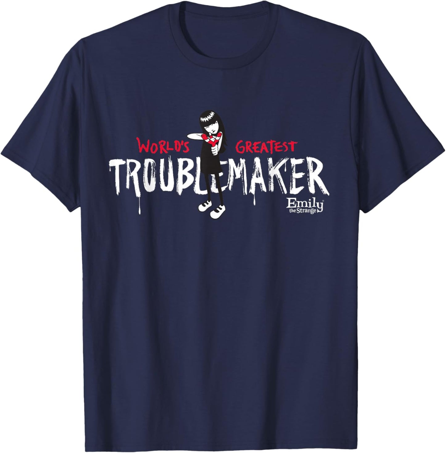 Emily The Strange World's Greatest Troublemaker T-Shirt - T-Shirt | Navy