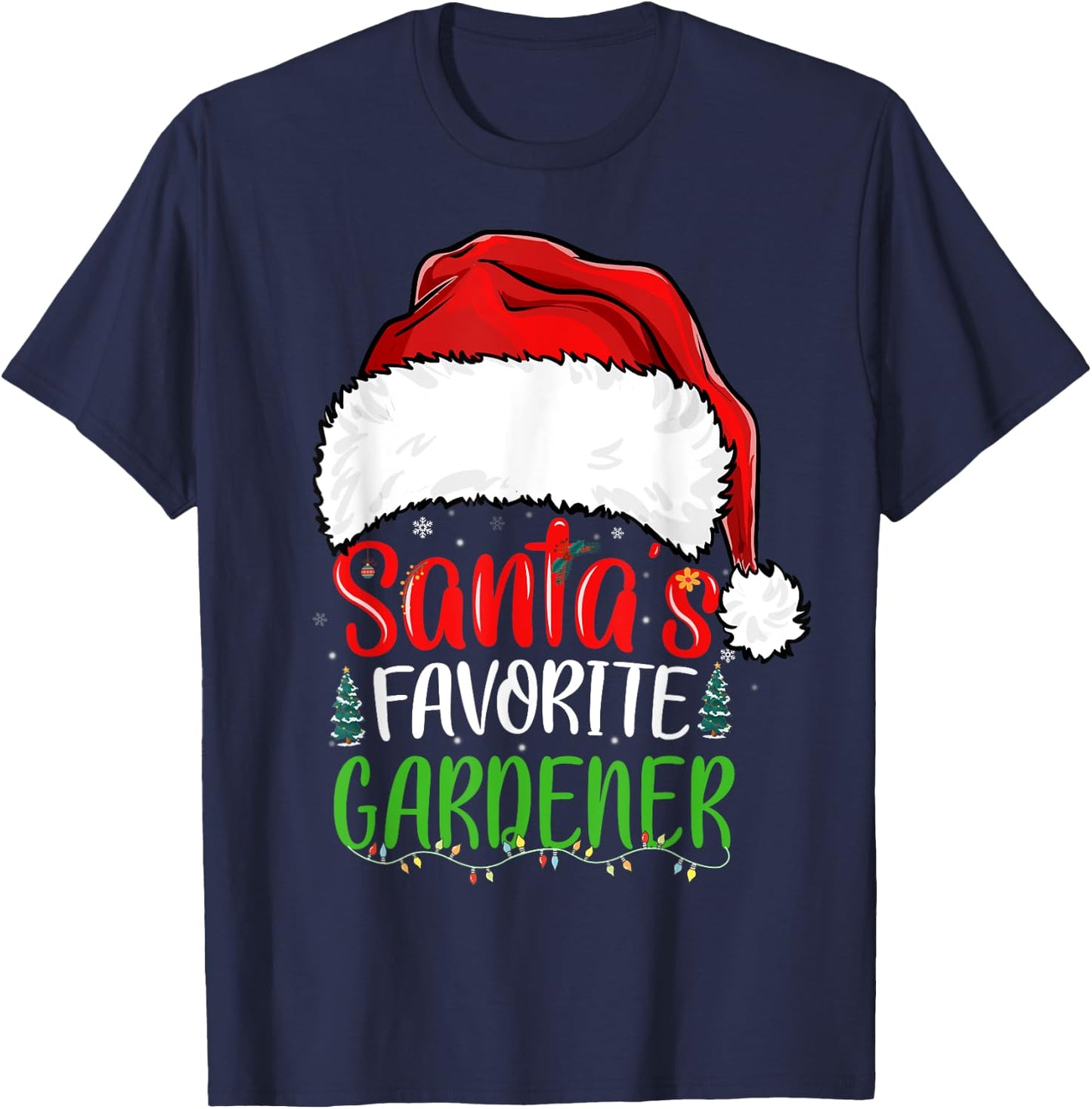 Santa's Favorite Gardener Funny Christmas Gardening T-Shirt - T-Shirt | Navy