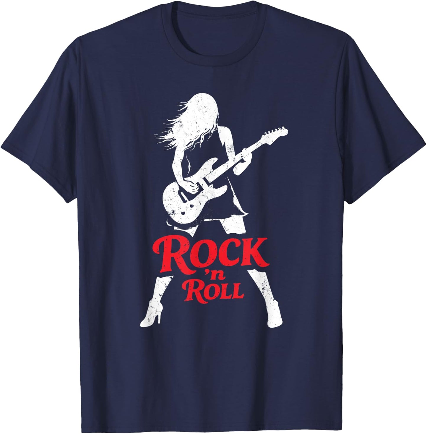 Rock'n Roll Girl Guitar T-Shirt - T-Shirt | Navy