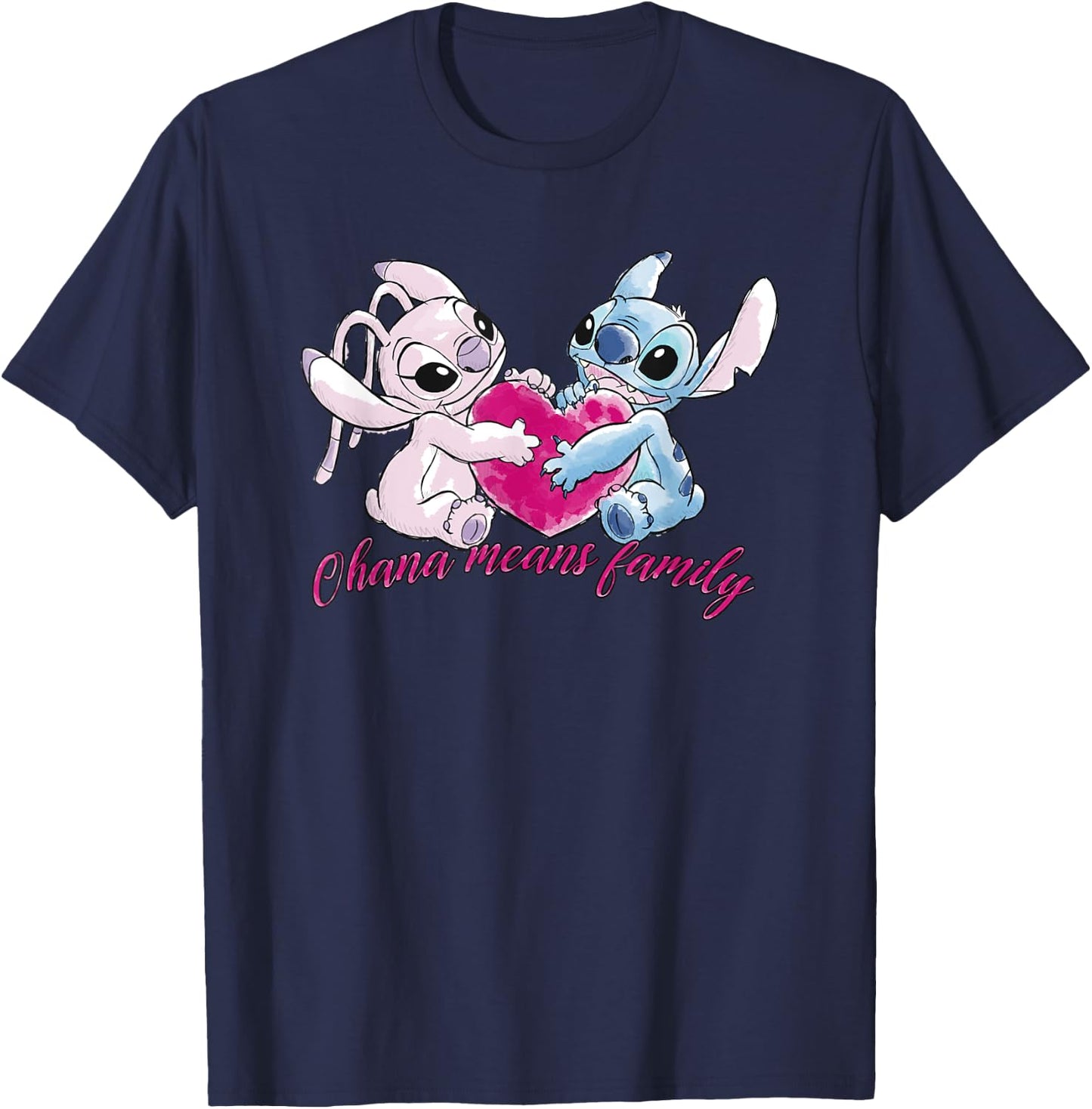 Lilo & Stitch Ohana Heart With Angel , black T-Shirt - T-Shirt | Navy