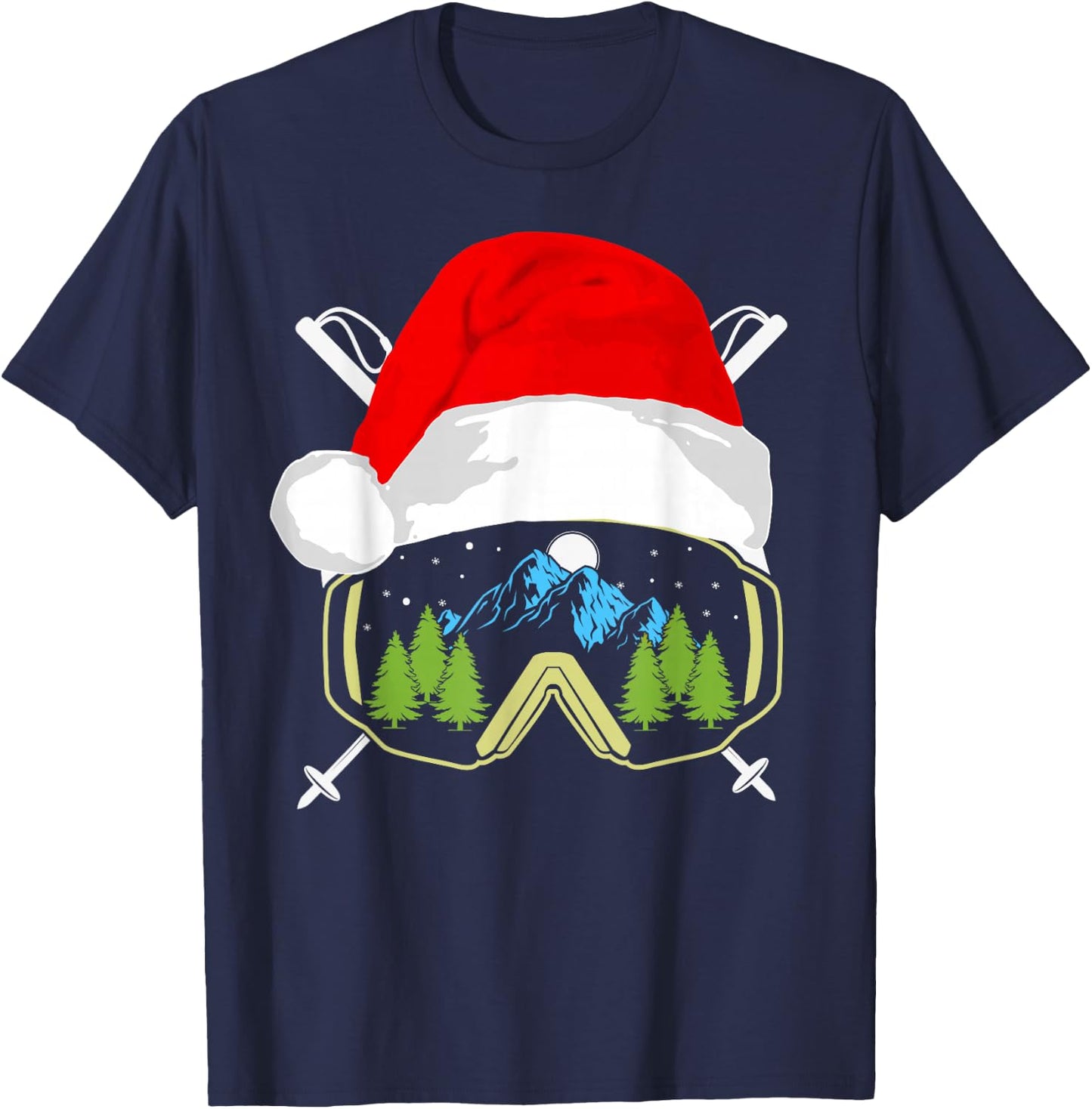 Skiing Christmas Santa Apparel Kids Snowboard Pajama T-Shirt - T-Shirt | Navy