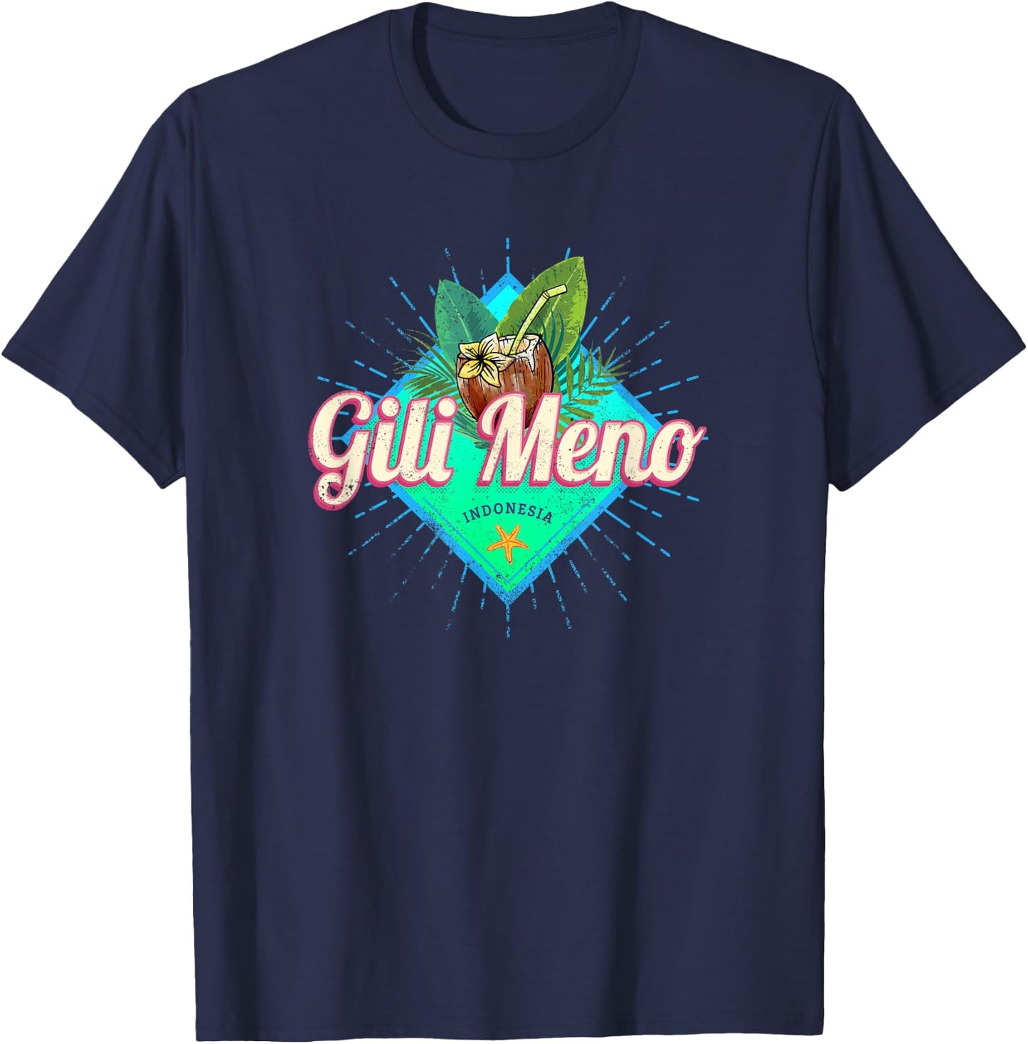 Gili Meno Lombok Retro Island Indonesia Vintage Souvenir T-Shirt - T-Shirt | Navy
