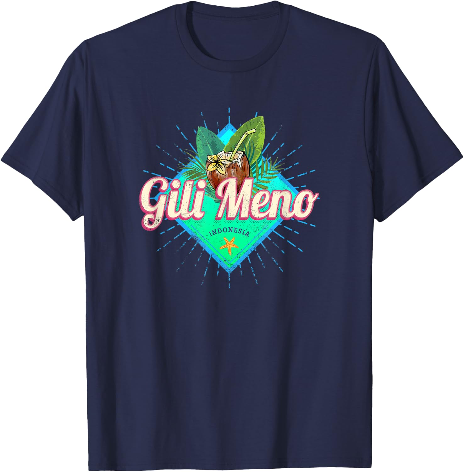 Gili Meno Lombok Retro Island Indonesia Vintage Souvenir T-Shirt - T-Shirt | Navy
