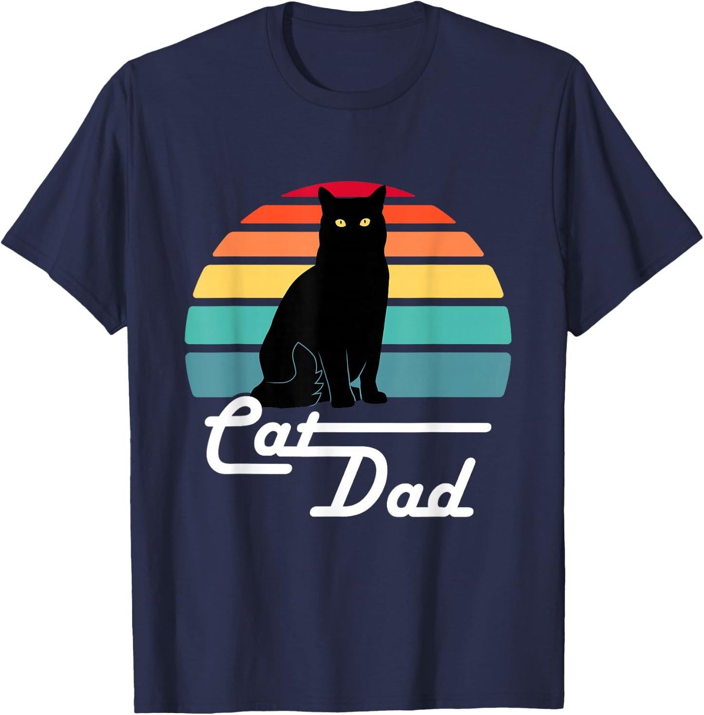 Cat Dad - Vintage Style Cat Lover Gift T-Shirt - T-Shirt | Navy