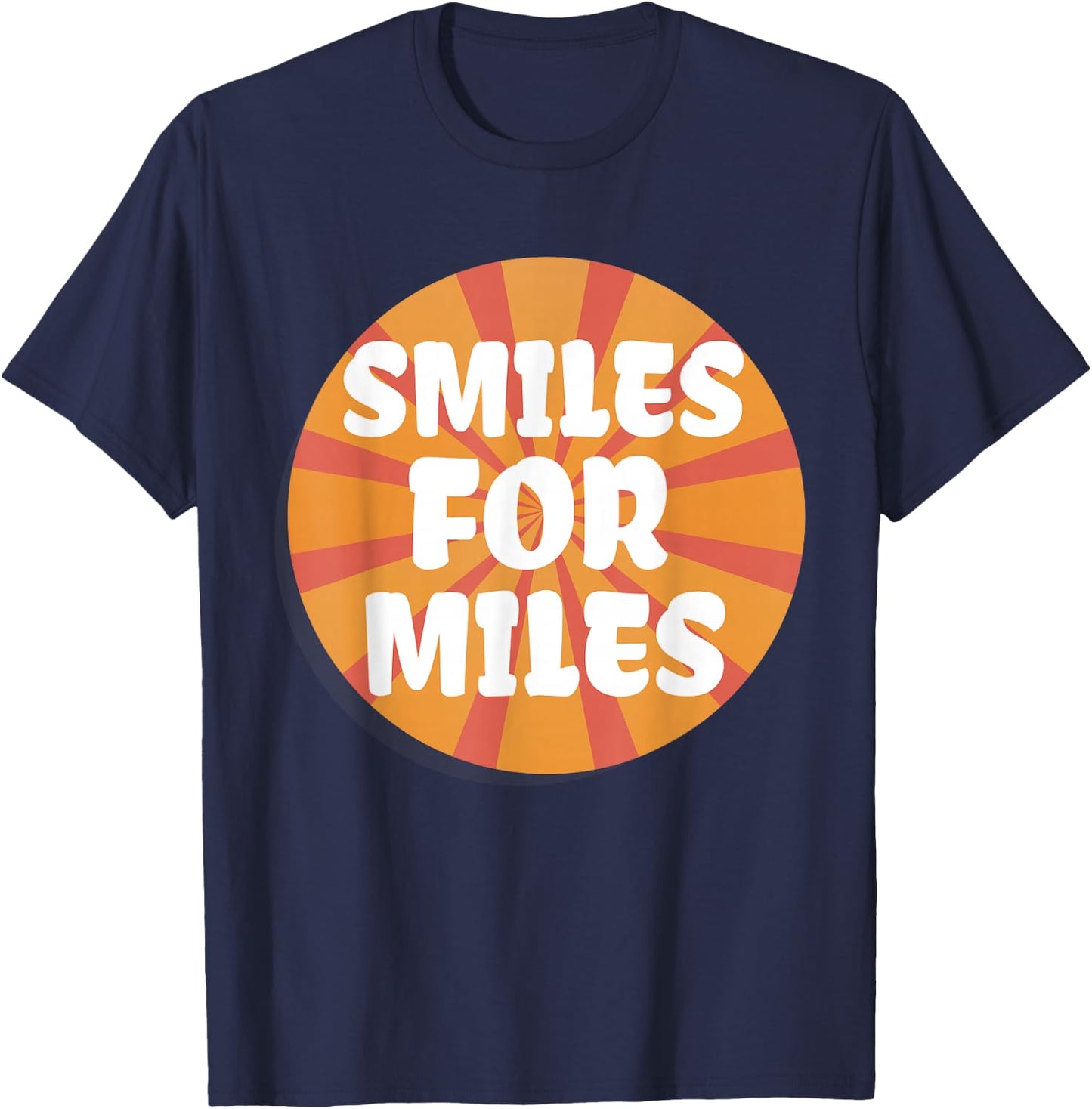 Smiles For Miles Fun Positive Energy Yoga Sunrise Boho Vibes T-Shirt - T-Shirt | Navy