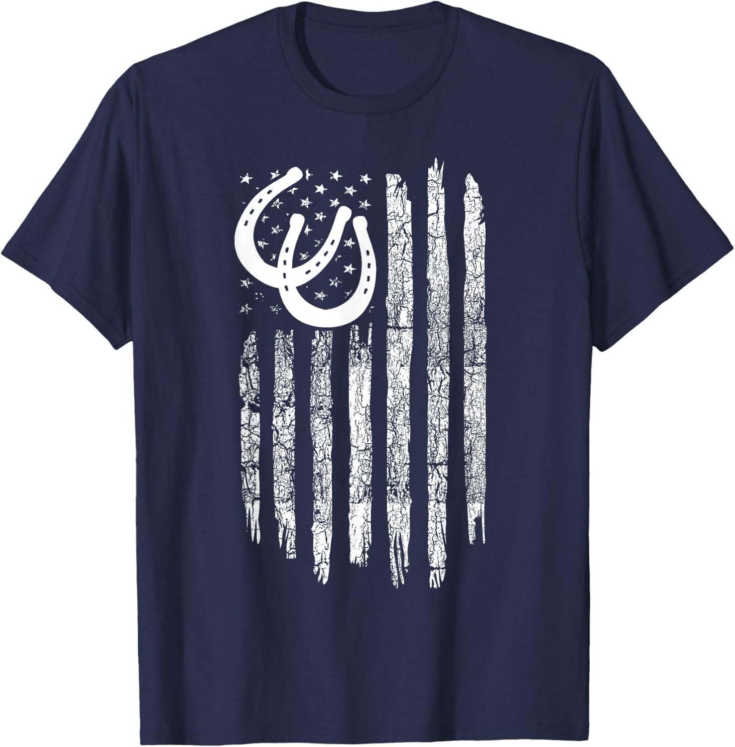 American Flag Horse Pulling Clothing - Vintage Horse Pulling T-Shirt - T-Shirt | Navy
