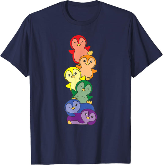 Rainbow Flag Gay Pride LGBTQ Penguin T-Shirt - T-Shirt | Navy
