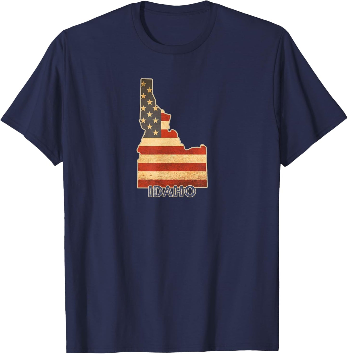 Distressed Vintage Idaho American 4th of July Flag Design T-Shirt - T-Shirt | Navy