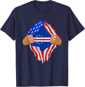 Cape Verde Blood Inside Me | Cape Verde Flag Gift T-Shirt - T-Shirt | Navy