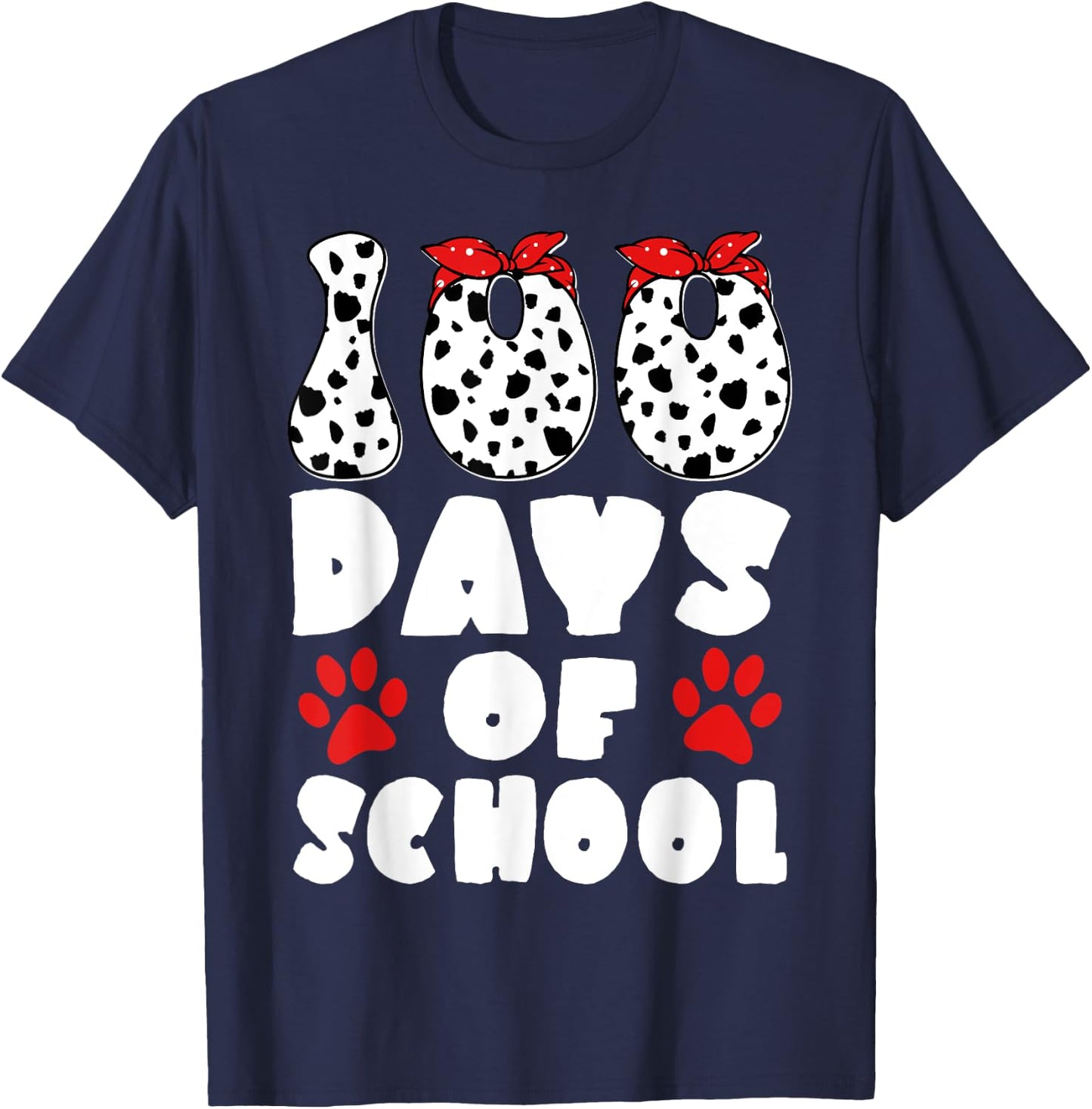 100 Days Of School Dalmatian Dog 100 Days Smarter Boys Girls T-Shirt - T-Shirt | Navy