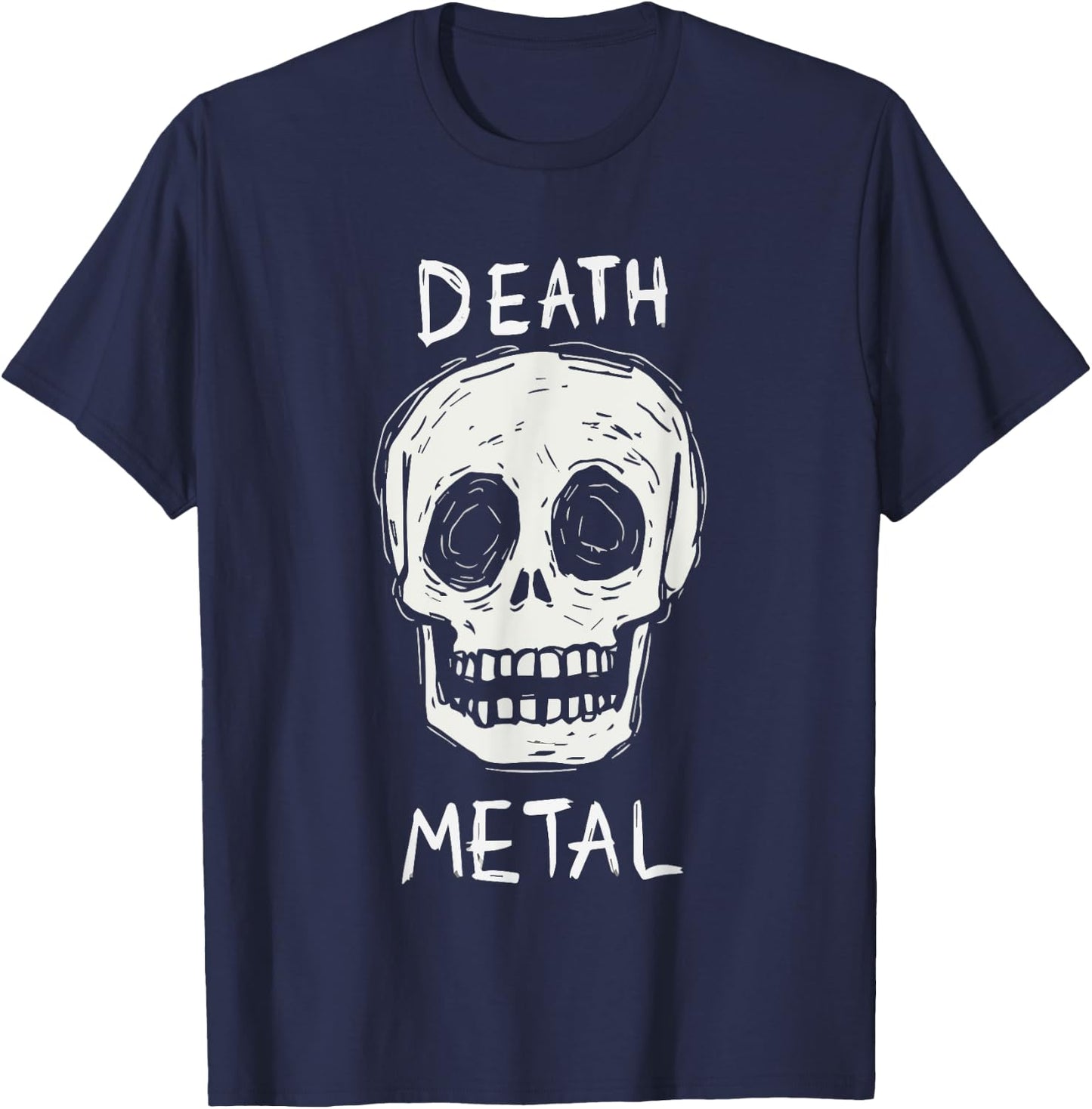 Death Metal Skull | Deathcore Metalcore Funny Heavy Metal T-Shirt - T-Shirt | Navy