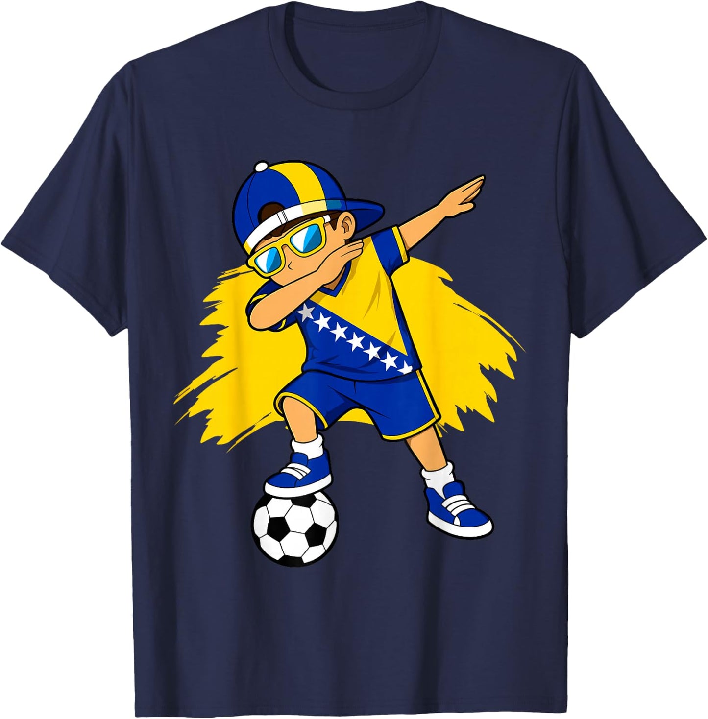 Bosnia Flag Boys Dabbing Bosnian Fans Supporter Bosnia T-Shirt - T-Shirt | Navy
