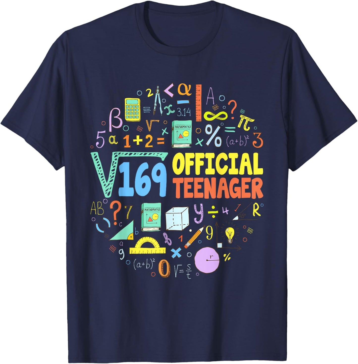 Square Root Of 169 13 Years Old Official Birthday Gifts Boys T-Shirt - T-Shirt | Navy