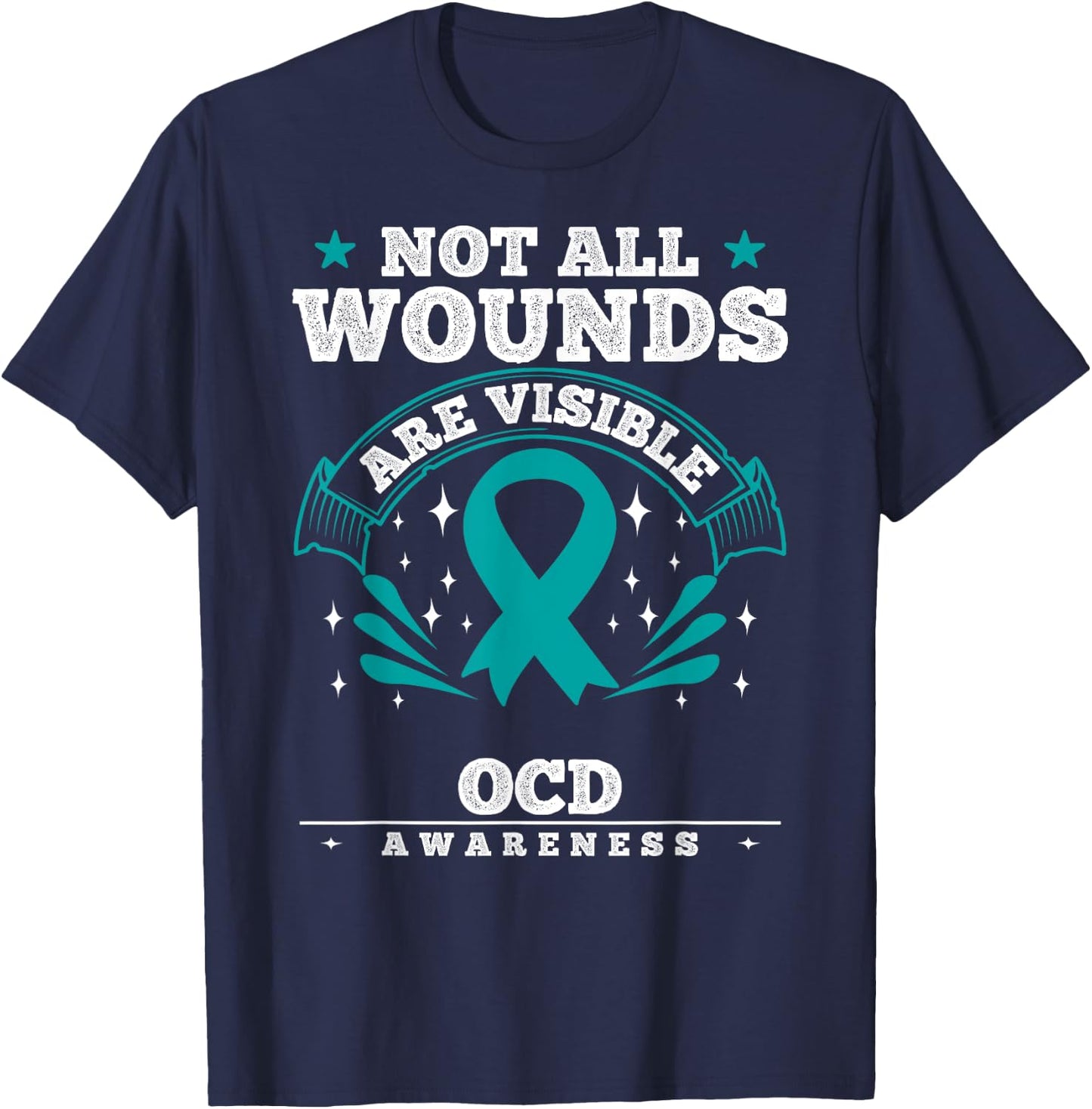 Obsessive-Compulsive Disorder Gift OCD Awareness Ribbon T-Shirt - T-Shirt | Navy