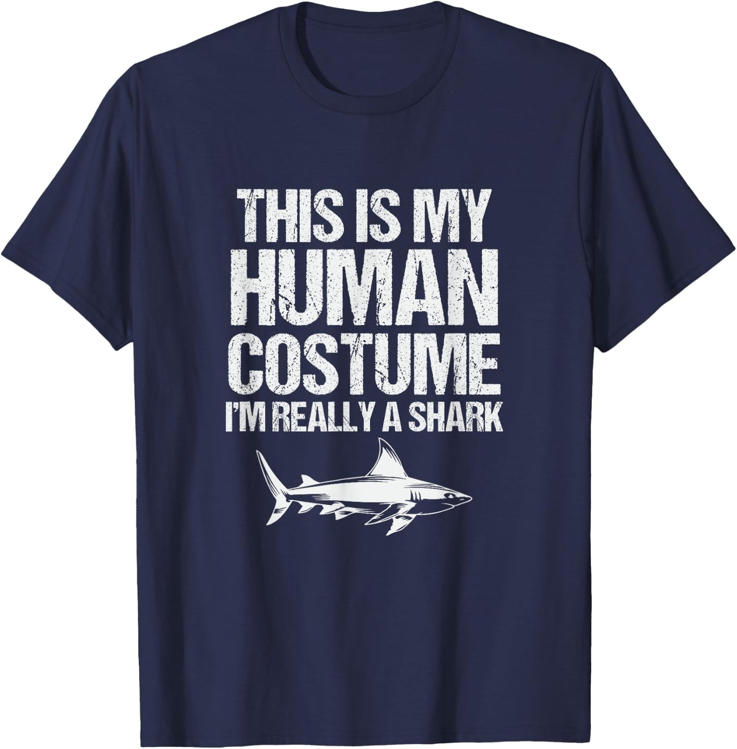 Funny Shark Design , Black, S T-Shirt - T-Shirt | Navy