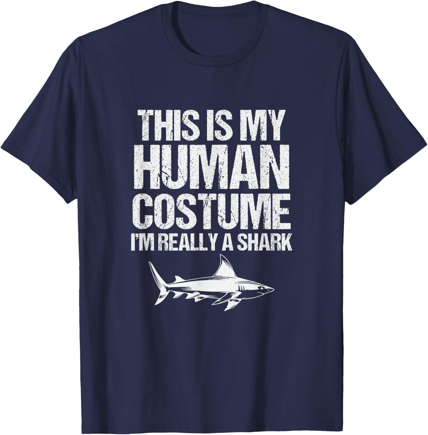 Funny Shark Design , Black, S T-Shirt - T-Shirt | Navy