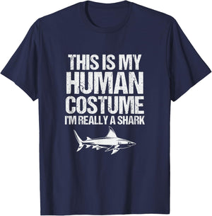 Funny Shark Design , Black, S T-Shirt - T-Shirt | Navy
