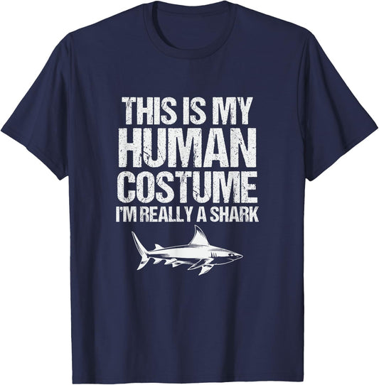 Funny Shark Design , Black, S T-Shirt - T-Shirt | Navy