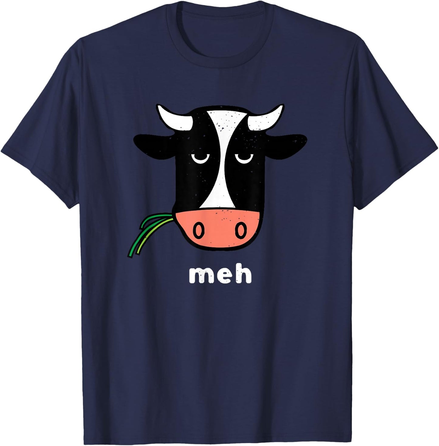 Meh Cow Not In The Mood Cow Funny Grumpy Cow T-Shirt - T-Shirt | Navy