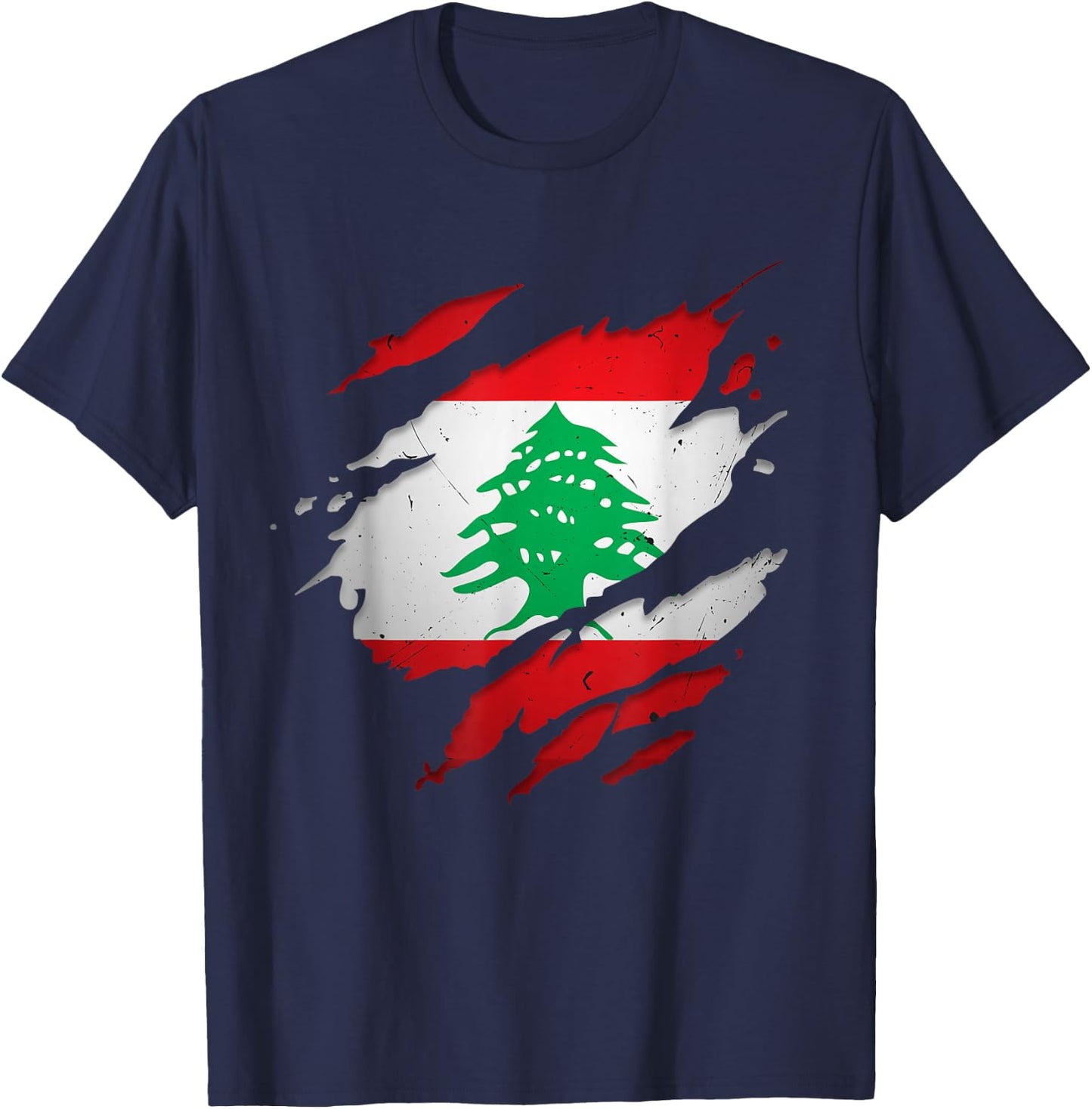 Stolze libanesische Hemden | zerrissene Libanon-Flagge T-Shirt - T-Shirt | Navy