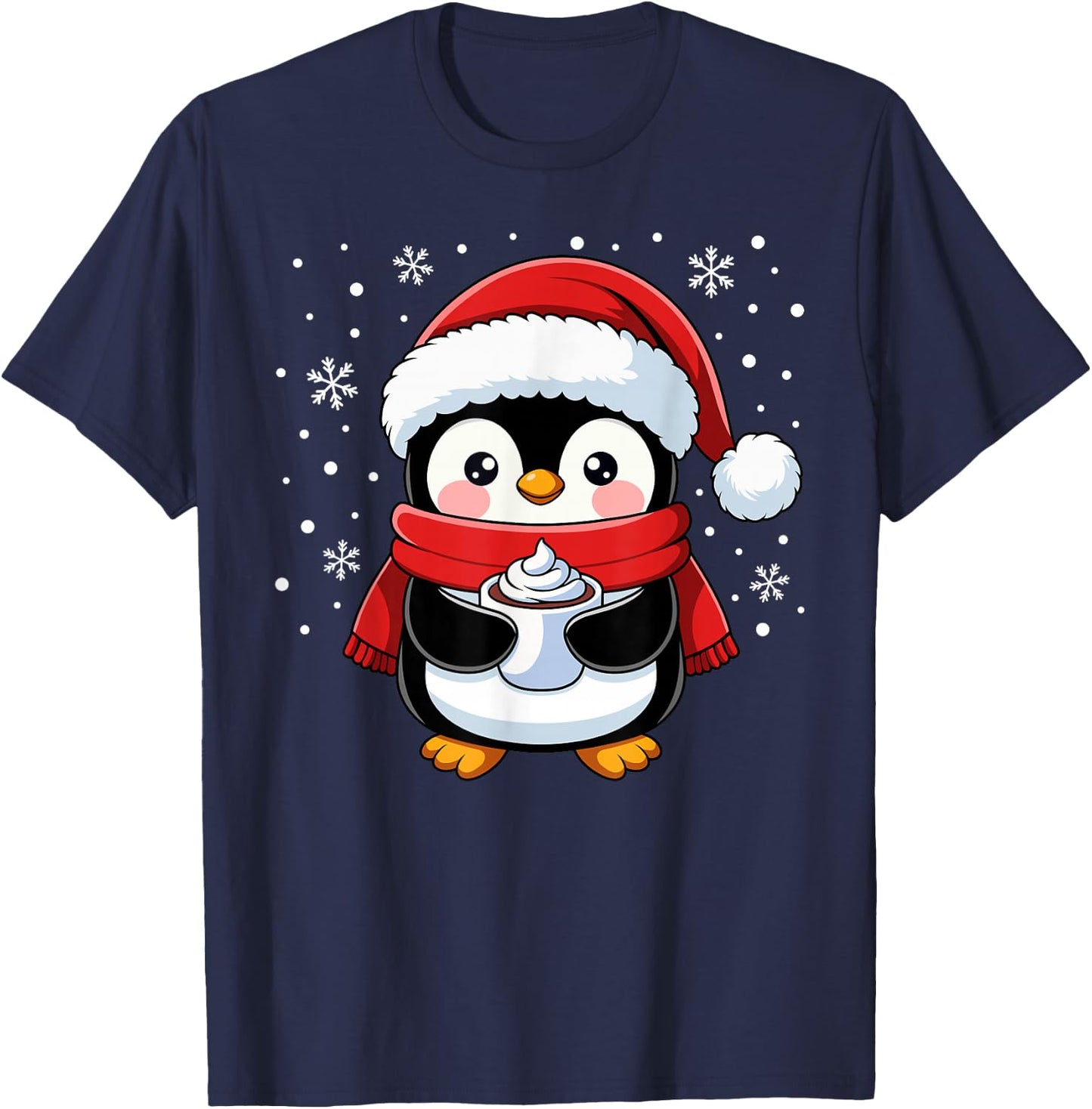 Penguin Christmas Santa Claus Cute Penguin Love Animal , Black, S T-Shirt - T-Shirt | Navy