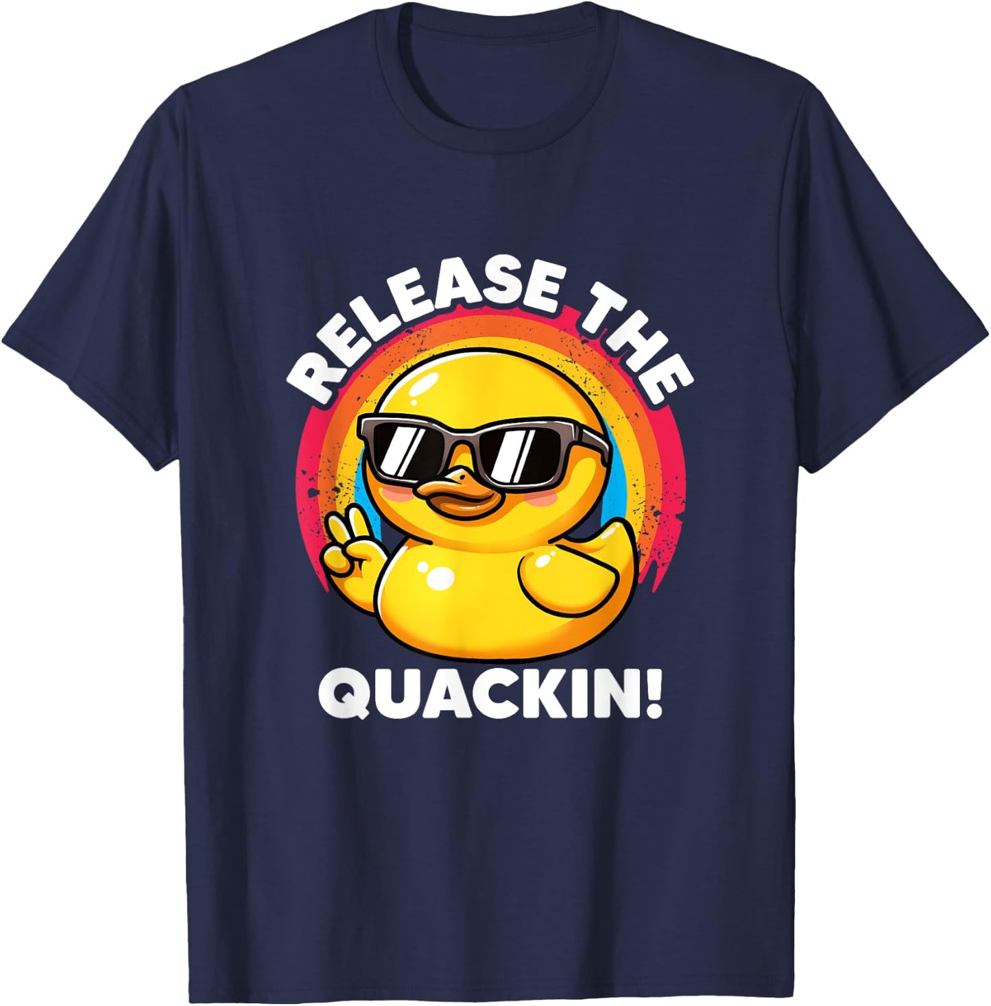 Release The Quackin I Love Duck Lovers Funny Yellow Duck T-Shirt - T-Shirt | Navy
