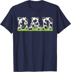 Cow Birthday Family Matching Fathers Day Dad cow print T-Shirt - T-Shirt | Navy