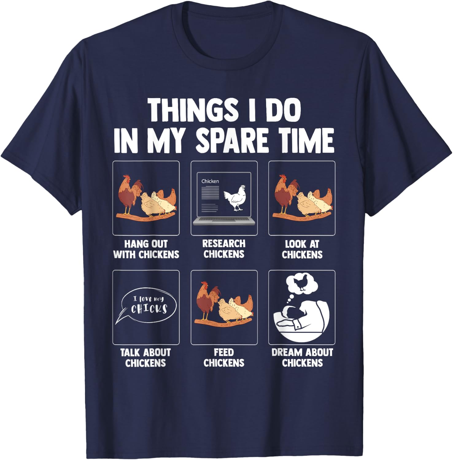 Funny Chicken Apparel For chicken lovers Men & Women T-Shirt - T-Shirt | Navy